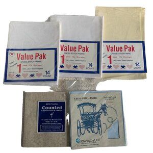 MCG Textiles Charles Craft 14 Count Cross Stitch Fabric Set of 5 - New